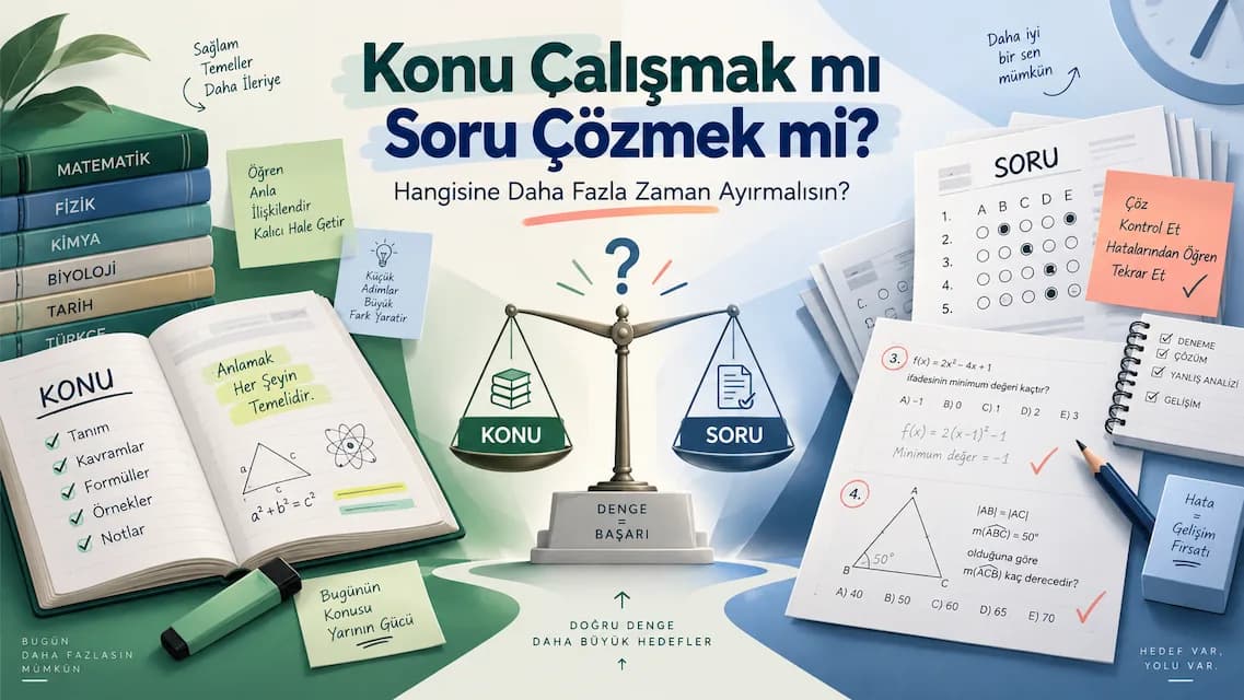 Konu Çalışmak mı Soru Çözmek mi? Hangisine Daha Fazla Zaman Ayırmalısın?