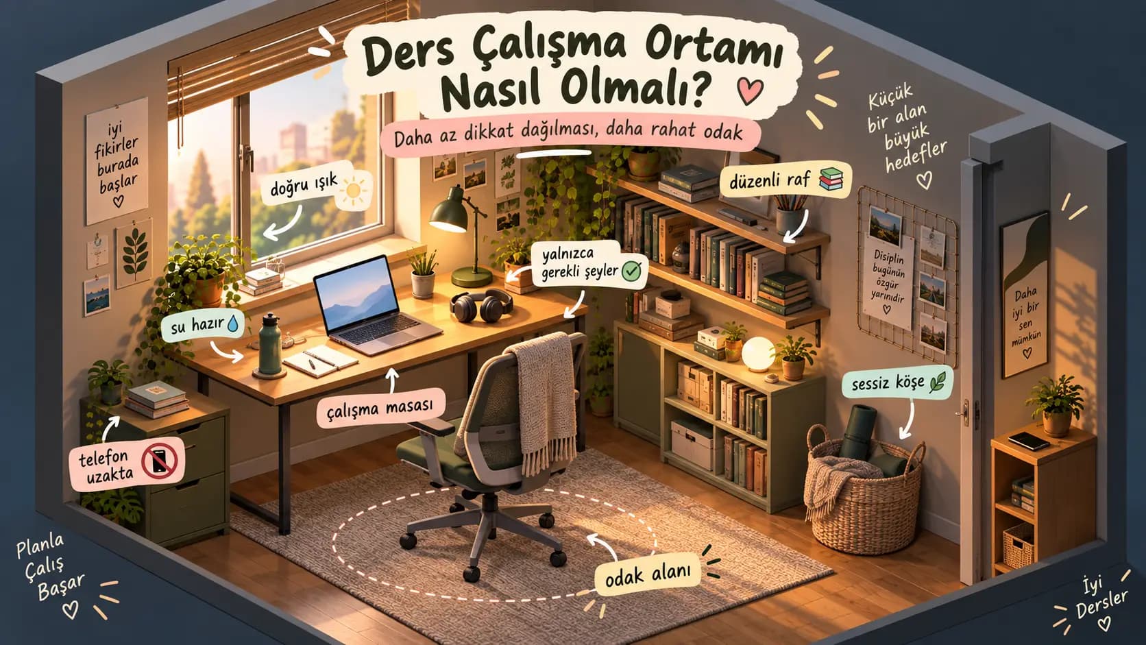 Ders Çalışma Ortamı Nasıl Olmalı? Evde Dikkat Dağılmasını Azaltan Çalışma Düzeni